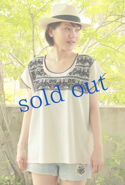 画像2: クロスステッチの刺繍ウィピルトップス (2)