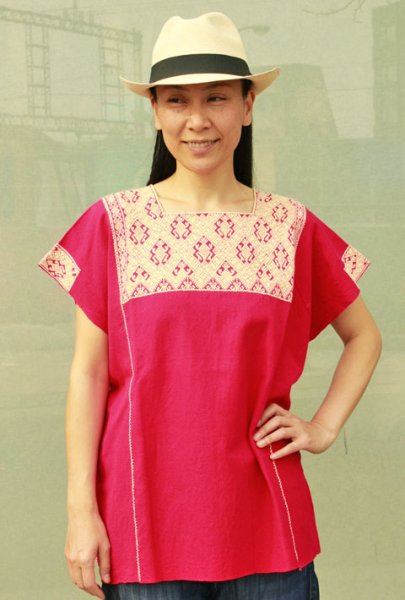 画像2: 手織り生地のウィピルトップス (2)