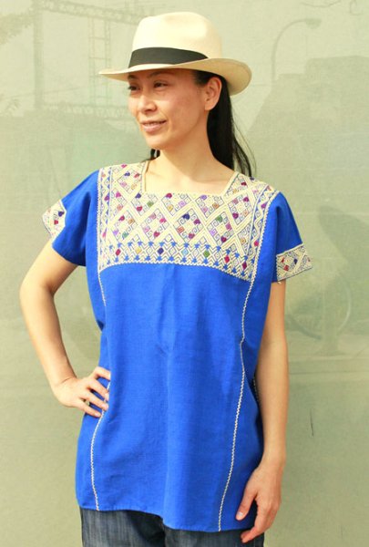 画像4: 手織り生地のウィピルトップス (4)