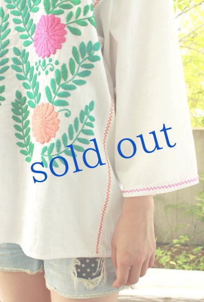 画像5: メキシコ刺繍長そでブラウス「チアパス」   (5)