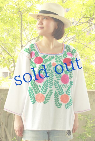 画像4: メキシコ刺繍長そでブラウス「チアパス」   (4)