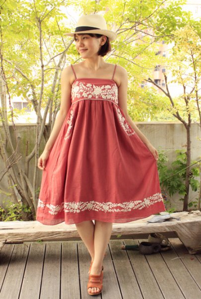 画像2: メキシカン刺繍のキャミソールチュニック（スカート） (2)