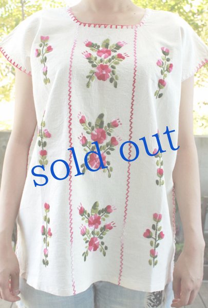 画像2: メキシコ刺繍ウィピルトップス (2)