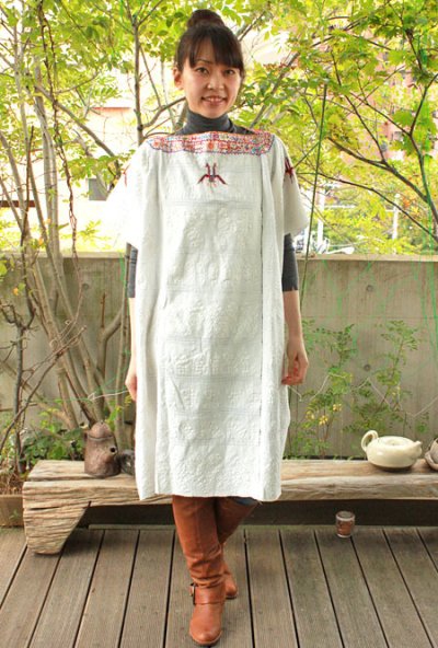 画像1: 総柄手織りピノテパ村のドレス