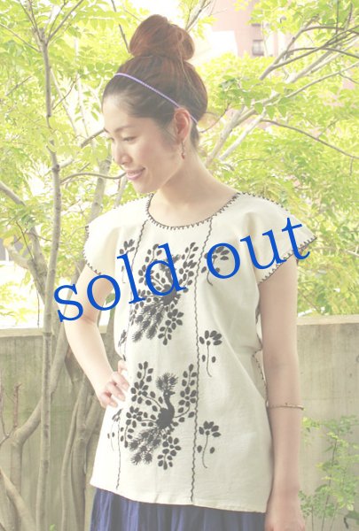 画像4: 刺繍ウィピル-孔雀の刺繍　 (4)