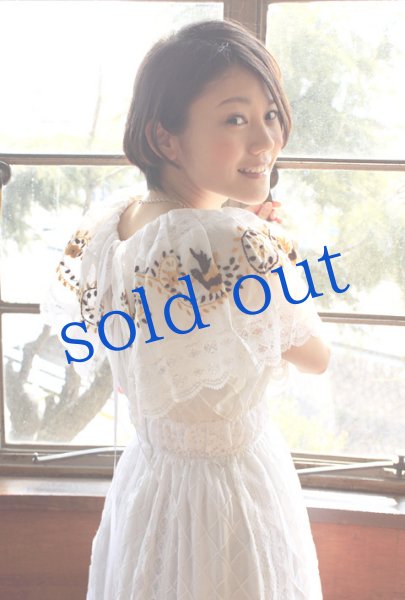 画像2: ビンテージレースと小鳥のウエディングドレス (2)