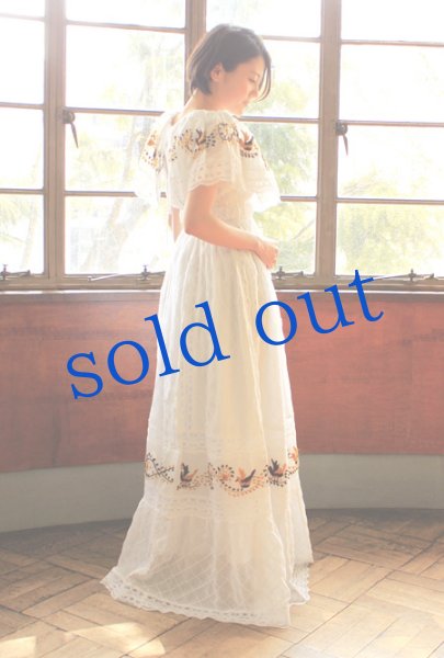 画像3: ビンテージレースと小鳥のウエディングドレス (3)