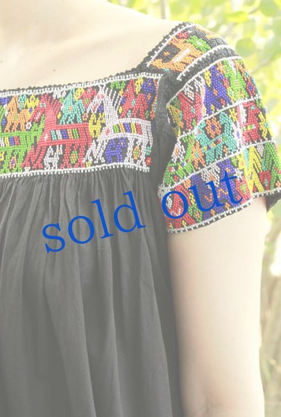 画像2: プエブラSan Pablitoビーズ刺繍のワンピース (2)