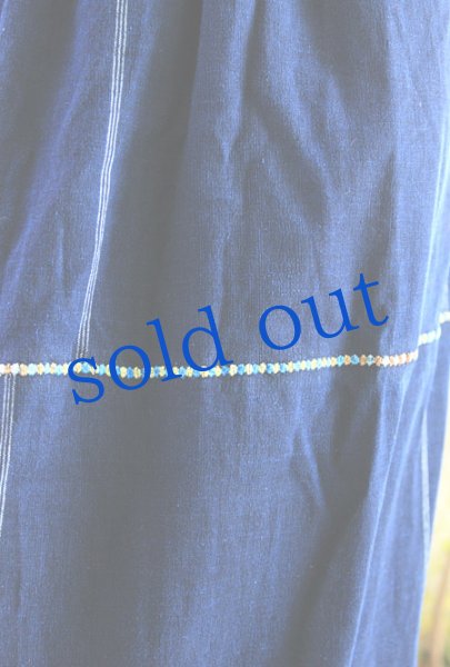 画像4: 藍の織と刺繍のインディアンスカート (4)