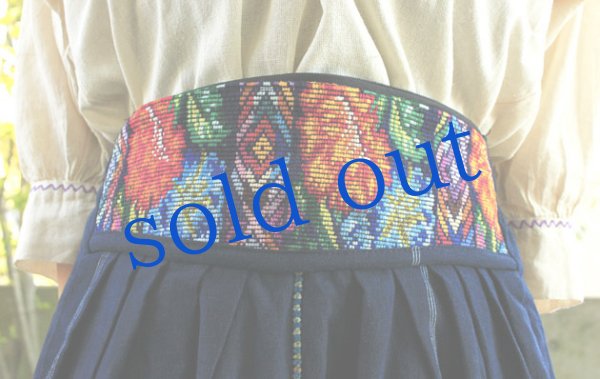 画像5: 藍の織と刺繍のインディアンスカート (5)