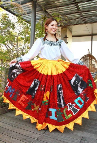 画像2: スパンコールと転写プリントのメキシカンスカート