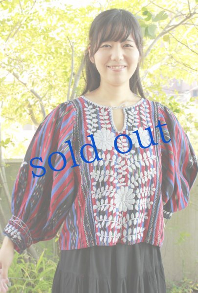 画像2: チアパス手織り生地のボリューム袖トップス (2)