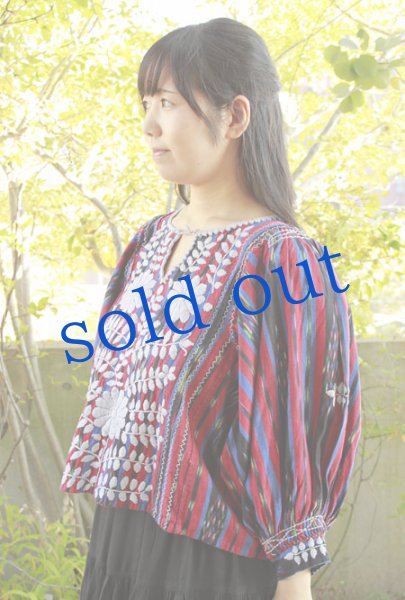 画像3: チアパス手織り生地のボリューム袖トップス (3)