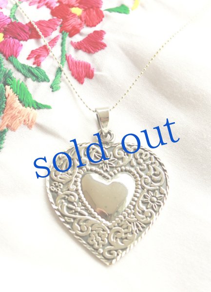 画像2: メキシコシルバー高純度ハートのペンダント (2)