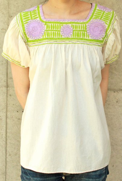 画像2: メキシコ刺繍長そでブラウス「チアパス」 　 (2)
