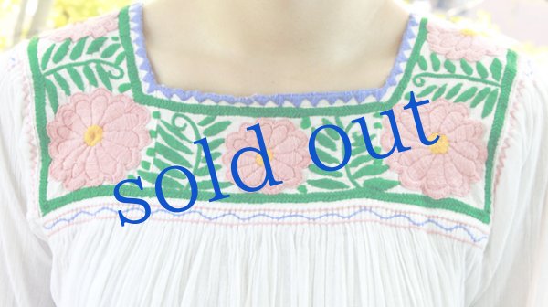 画像5: メキシコ刺繍長そでガーゼ生地ブラウス「チアパス」  (5)