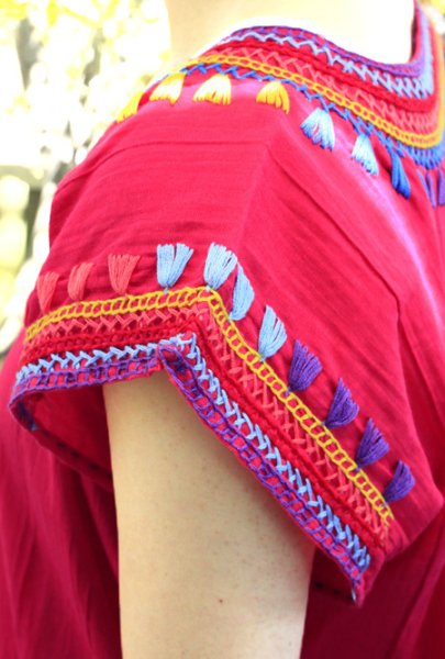 画像3: メキシコ刺繍７分袖ブラウス「チアパス」  (3)