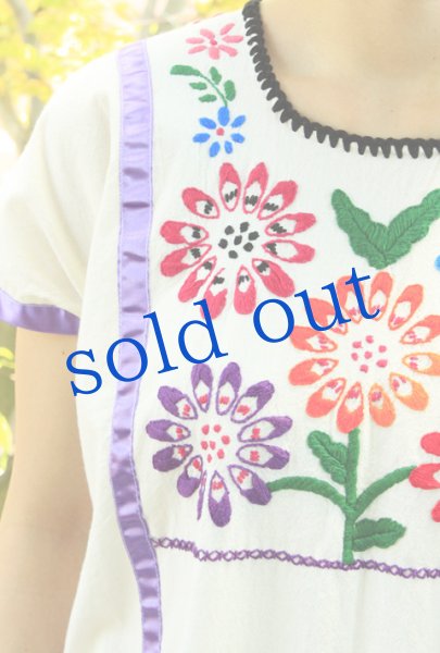 画像2: メキシコ刺繍ウィピルワンピース (2)