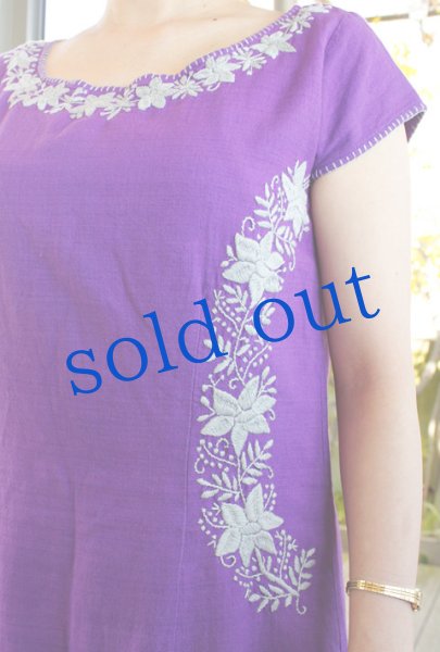 画像2: チアパス手織り生地と刺繍のワンピース　 (2)