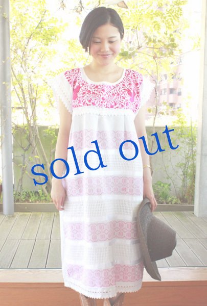 画像2: オアハカ刺繍の織生地ワンピース (2)