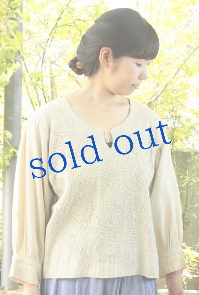 画像2: メキシコ刺繍長そでブラウス「チアパス」　 (2)