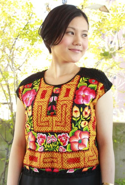 画像1: フチタンの刺繍リメイクワンピースドレス