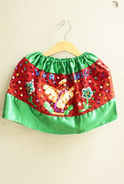 画像1: スパンコール刺繍のメキシコ国旗スカート (1)