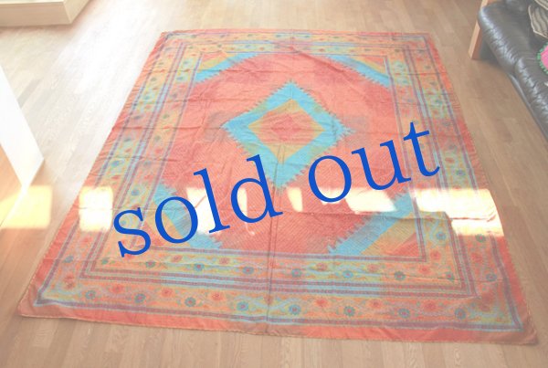 画像4: インドブロックプリントと刺し子刺繍のマルチカバー (4)