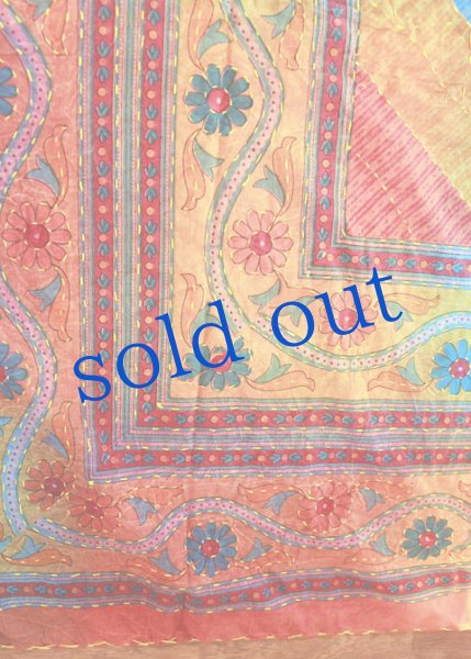 画像2: インドブロックプリントと刺し子刺繍のマルチカバー (2)