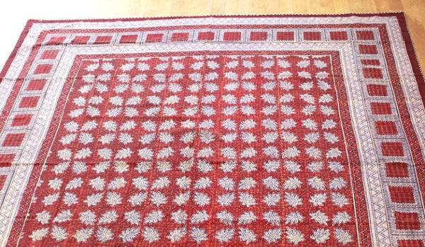 画像3: インドブロックプリントと刺し子刺繍のマルチカバー (3)