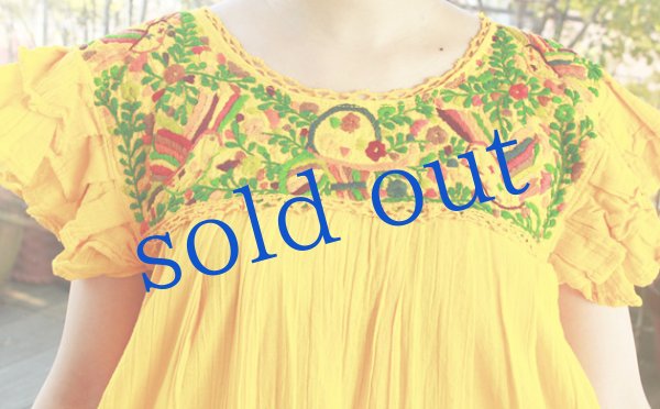 画像5: オアハカ鳥の刺繍ロングワンピース  (5)