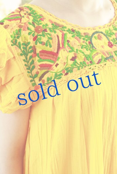 画像2: オアハカ鳥の刺繍ロングワンピース  (2)