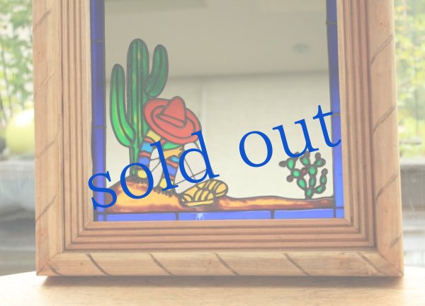 画像4: メキシカンデザイン木製枠ステンドペイント鏡 (4)