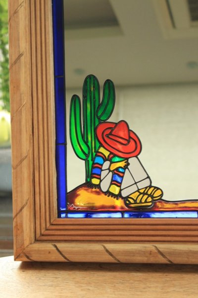 画像3: メキシカンデザイン木製枠ステンドペイント鏡 (3)