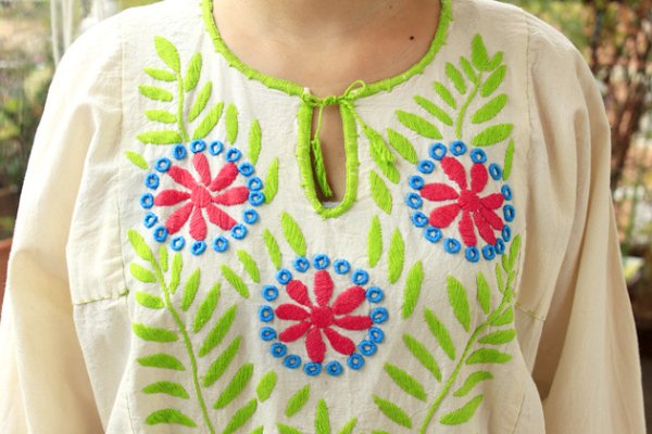 画像5: メキシコ刺繍長そでブラウス「チアパス」   (5)