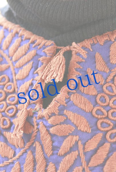 画像4: メキシコ刺繍長そでガーゼ生地ブラウス「チアパス」  (4)