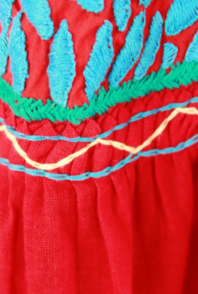 画像3: メキシコ刺繍長そでガーゼ生地ブラウス「チアパス」