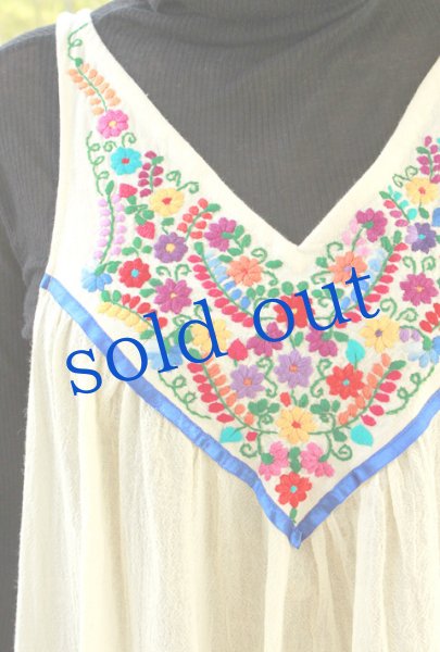 画像2: メキシカン刺繍ガーゼ生地ドレス (2)