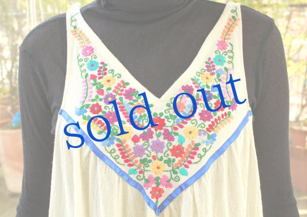 画像5: メキシカン刺繍ガーゼ生地ドレス (5)