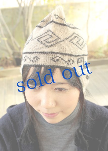 画像4: アルパカ細糸毛糸の手編み帽子 (4)