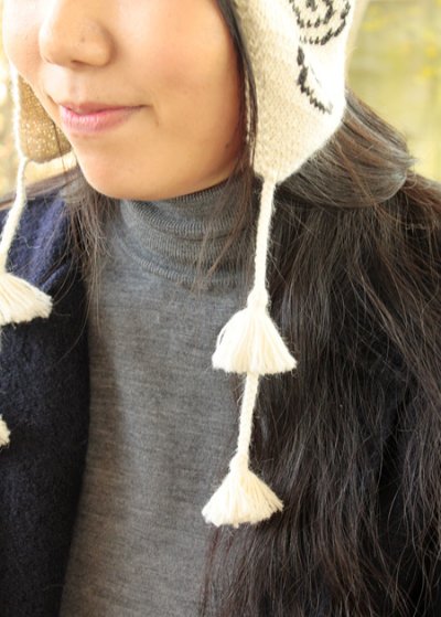 画像3: アルパカ細糸毛糸の手編み帽子