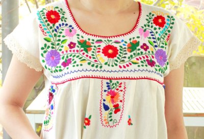 画像3: 定番メキシコ刺繍レース袖ワンピース