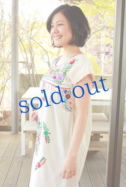 画像3: 定番メキシコ刺繍レース袖ワンピース (3)