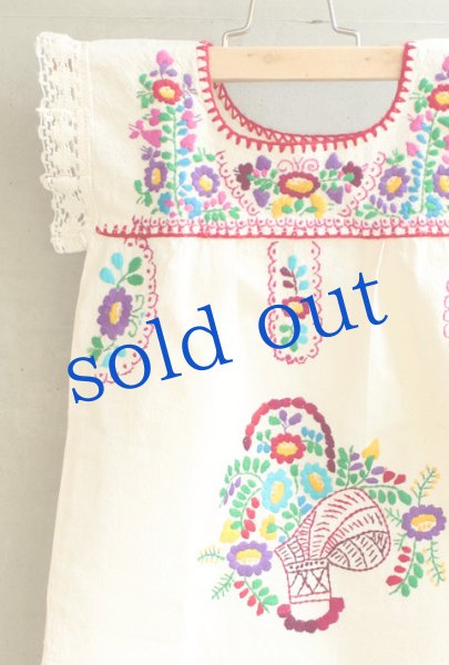 画像2: メキシコ刺繍のワンピース (2)
