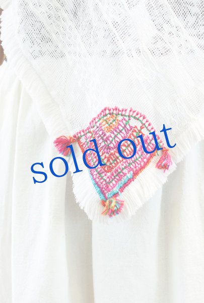 画像5: プエブラ州の縫い取り織ポンチョショール (5)