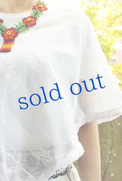 画像3: プエブラ州の縫い取り織ポンチョショール (3)