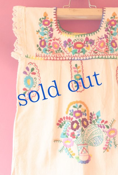 画像2: メキシコ刺繍のワンピース (2)