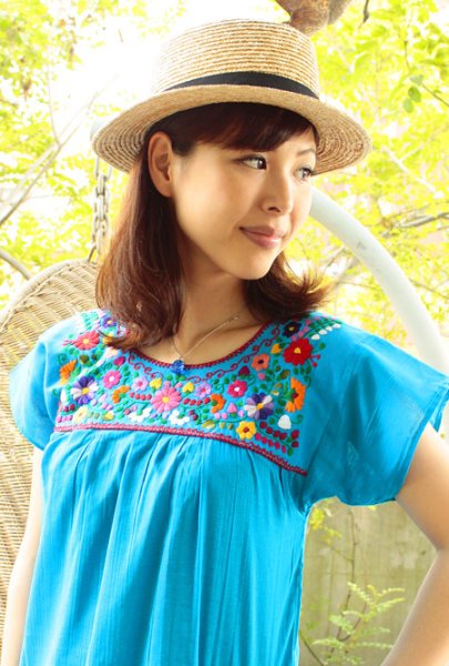 画像4: ガーゼ生地のメキシカントップス (4)