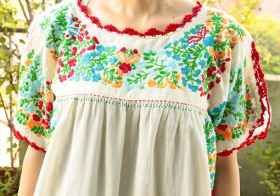 画像3: ガーゼ刺繍のチュニックワンピース