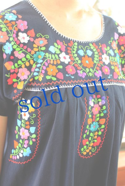 画像2: 定番メキシコ刺繍チュニックワンピース　 (2)